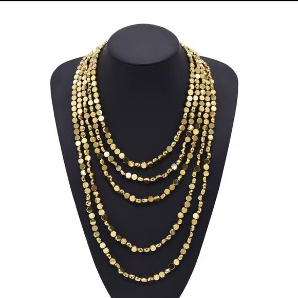 New Zara Elegant Gold Multi Strand Layered Necklace - Picture 8 of 11